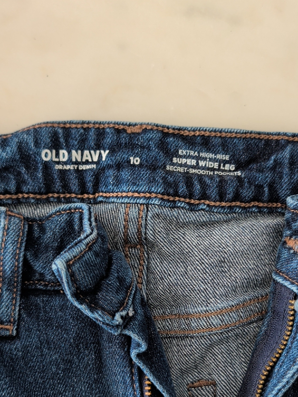 Old Navy Dark Blue Extra High-Rise Super Wide-Leg Jeans Size 10 Worn Once